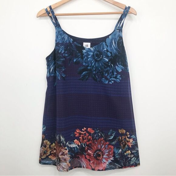 Cabi #3434 Artist Cami Blue Purple Floral Flowing Tank Blouse - Picture 5 of 16